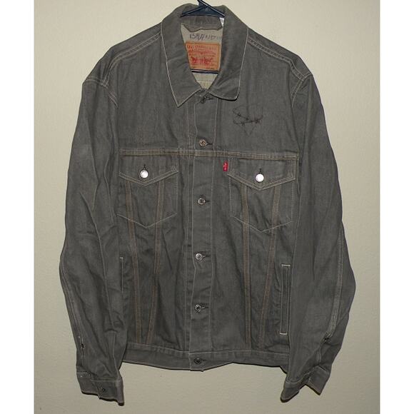 Levi’s 70797 Men’s XXL 2XL Classic Fit Riveted Denim Trucker Jacket Gray Custom - Picture 1 of 3